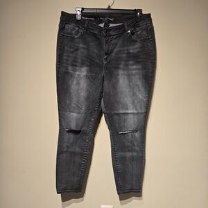 Lane Bryant Women's Size 22 Jeans Ash Black Skinny Distressed Super Stretch